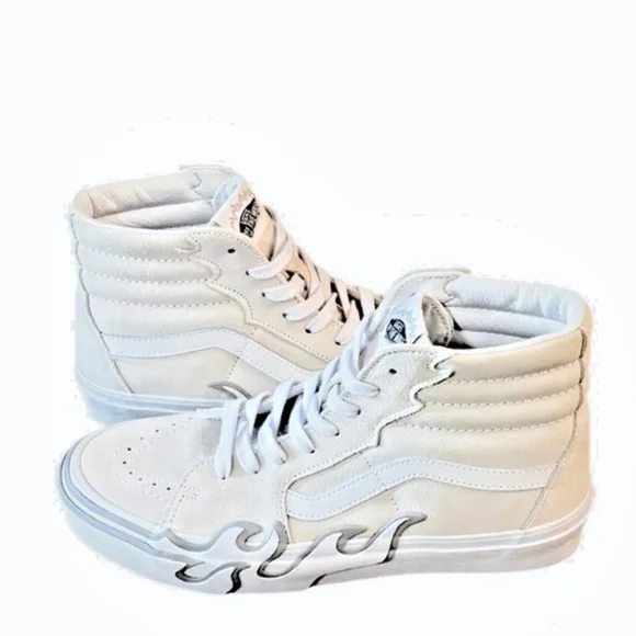 VANS‎ Sk8 High Flame Mens Beige White Shoes Size 7.5
